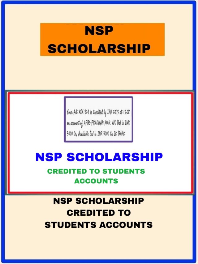 NSP SCHOLARSHIP CREDITED TO STUDENTS ACCOUNTS